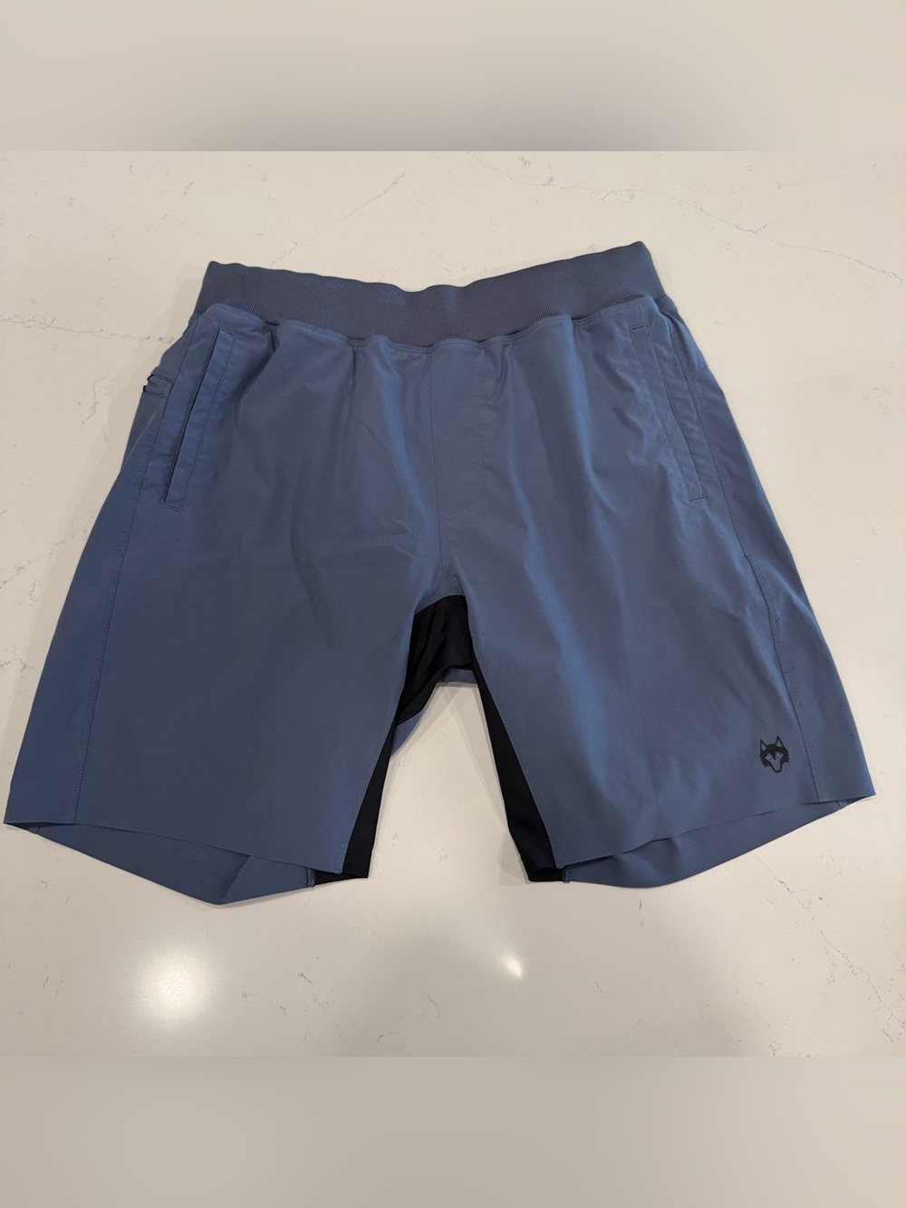 Greyson Men's Running Wolf Shorts in Slate Blue with Black Liner - Large